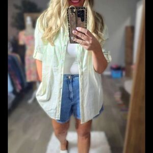 BOUTIQUE NWT White Birch Pastel Green and Peach Plaid Shirt - sizes L & XL